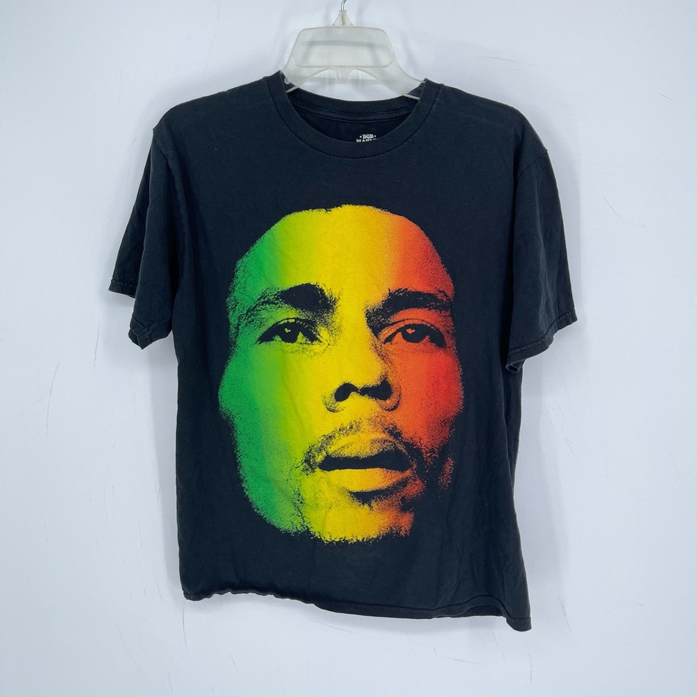 Bob Marley Men's Black Rasta Face Graphic Short Sleeve Band Tee T-Shirt Size M